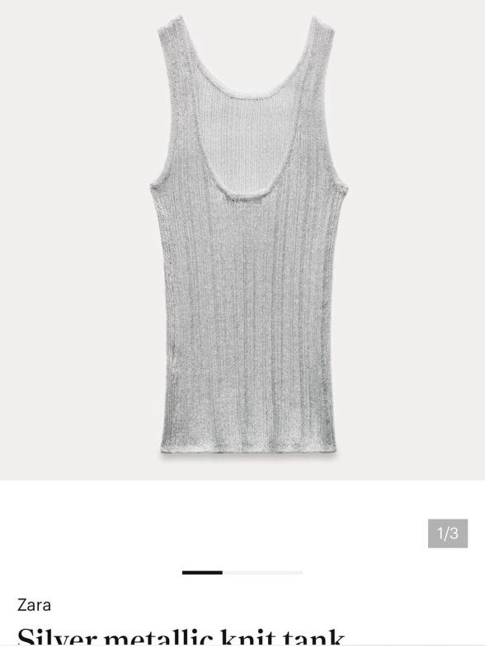 Zara Silver Metallic Ribbed Tank